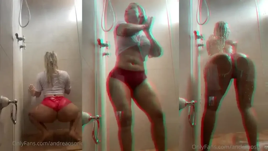 Andrea Osorio bailando en el baño