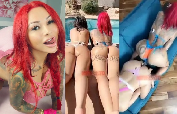 Brittanya Razavi y Alva Jay lesbianas doble consolador Snapchat video porno